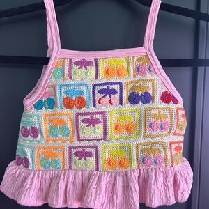Colorful Crochet Cherry Tank Top toddler size 4t new without tags